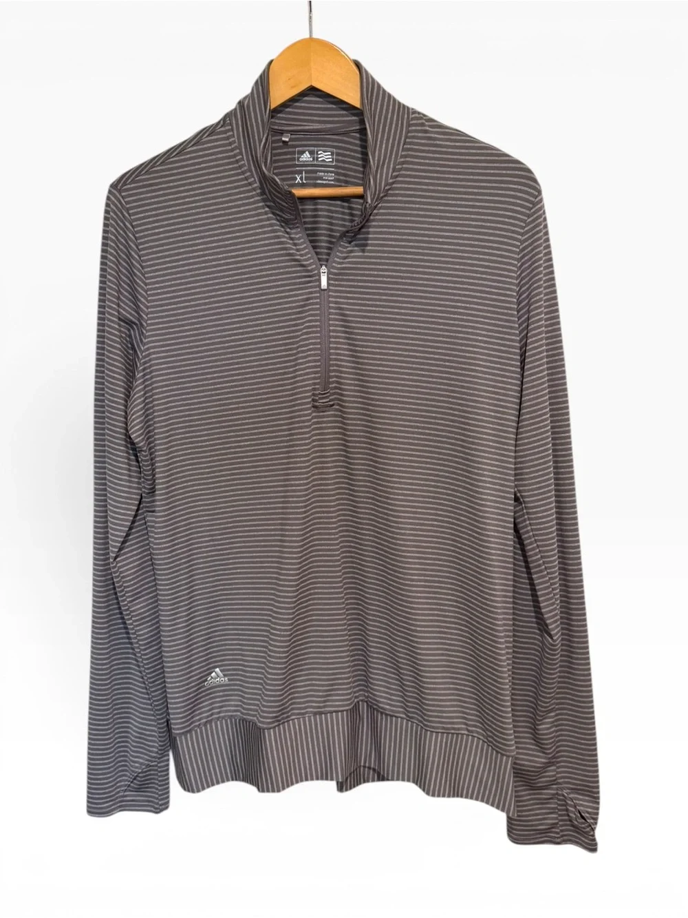 Adidas Golf Climalite Gray Striped Quarter Zip Pullover XL Lightweight